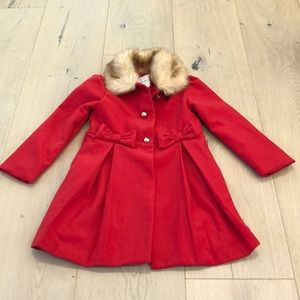 Janie and Jack coat with faux fur collar - 3 to 4T